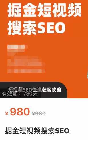 掘金短视频搜索SEO，提升视频相关性和排名，价值980元