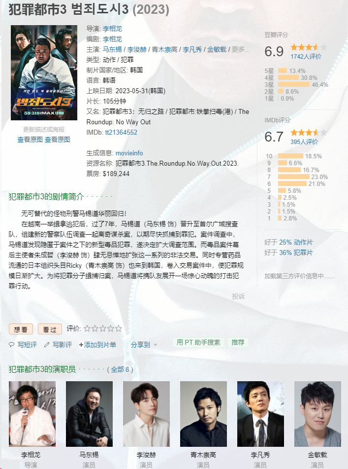 【新片】犯罪都市3（2023）高清版本 亿万同人字幕组精翻中文字幕！马东锡主演，拳拳到肉的爽片犯罪都市3！