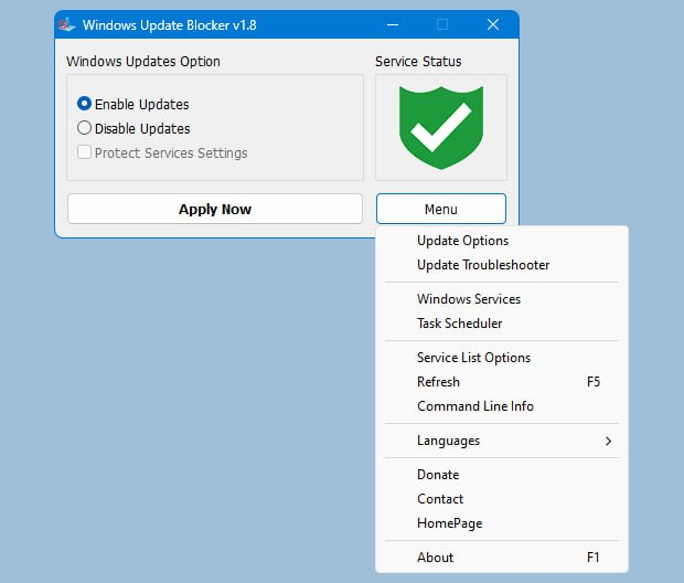 Windows Update Blocker(WUb) v1.8 一键永久禁止系统更新