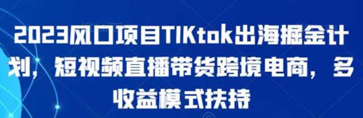 TikTok跨境破局课，2023年跨境新流量，不能错过的红利风口