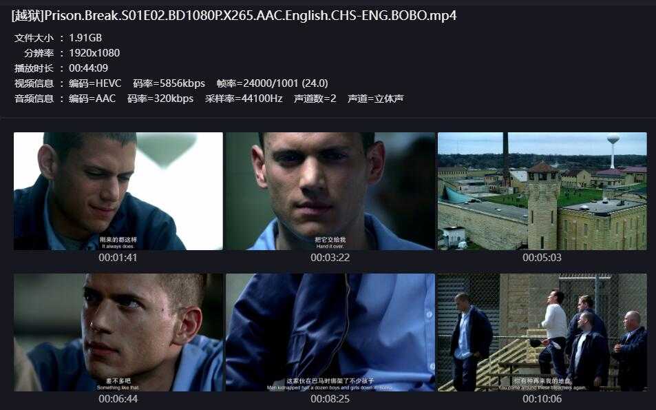 高分美剧《越狱》S1-S5合集 1080P蓝光 高码率 无删减 内封特效多字幕+内嵌硬字幕 附越狱特别篇：.最后一越