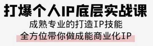 打爆个人IP底层实战课，成熟专业的打造IP技能 全方位带你做成能商业化IP