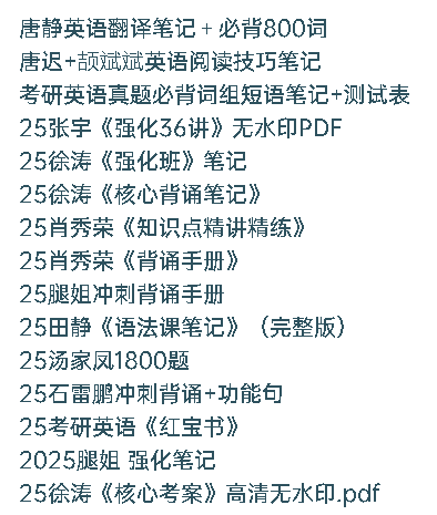 2025年考研【英语/政治/数学】电子版资料【3.6G】