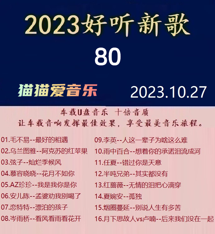 群星《2023好听新歌80》十倍音U盘音乐 [WAV分轨] [1.1G]