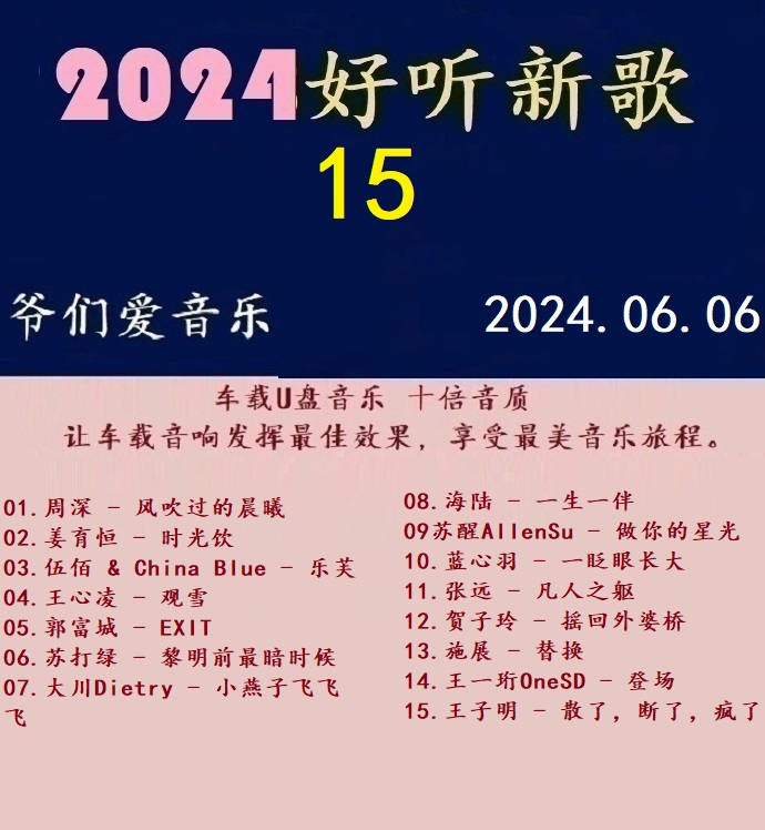 群星《2024好听新歌15》十倍音U盘音乐 [WAV分轨] [1.1G]