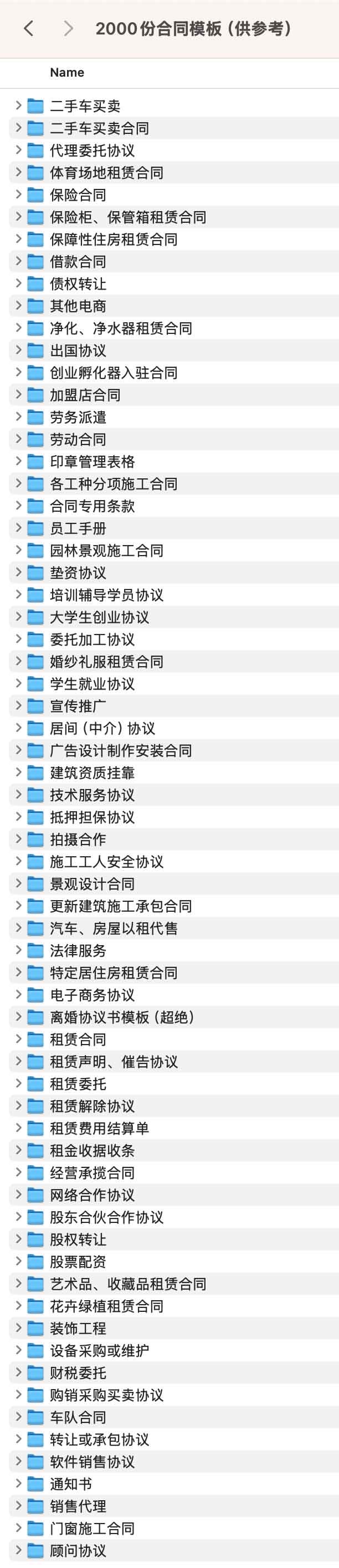 2000份合同模板（供参考）100MB